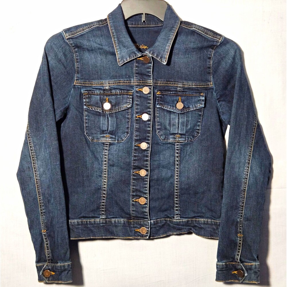 Kut From The Kloth Amelia Jacket Denim Womens L Dark Wash Jean Stretch Blue